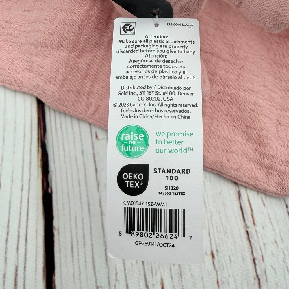 Carter's Child of Mine Pink Bunny Muslin Lovey Security Blanket‎ CM01547-1SZ-WMT